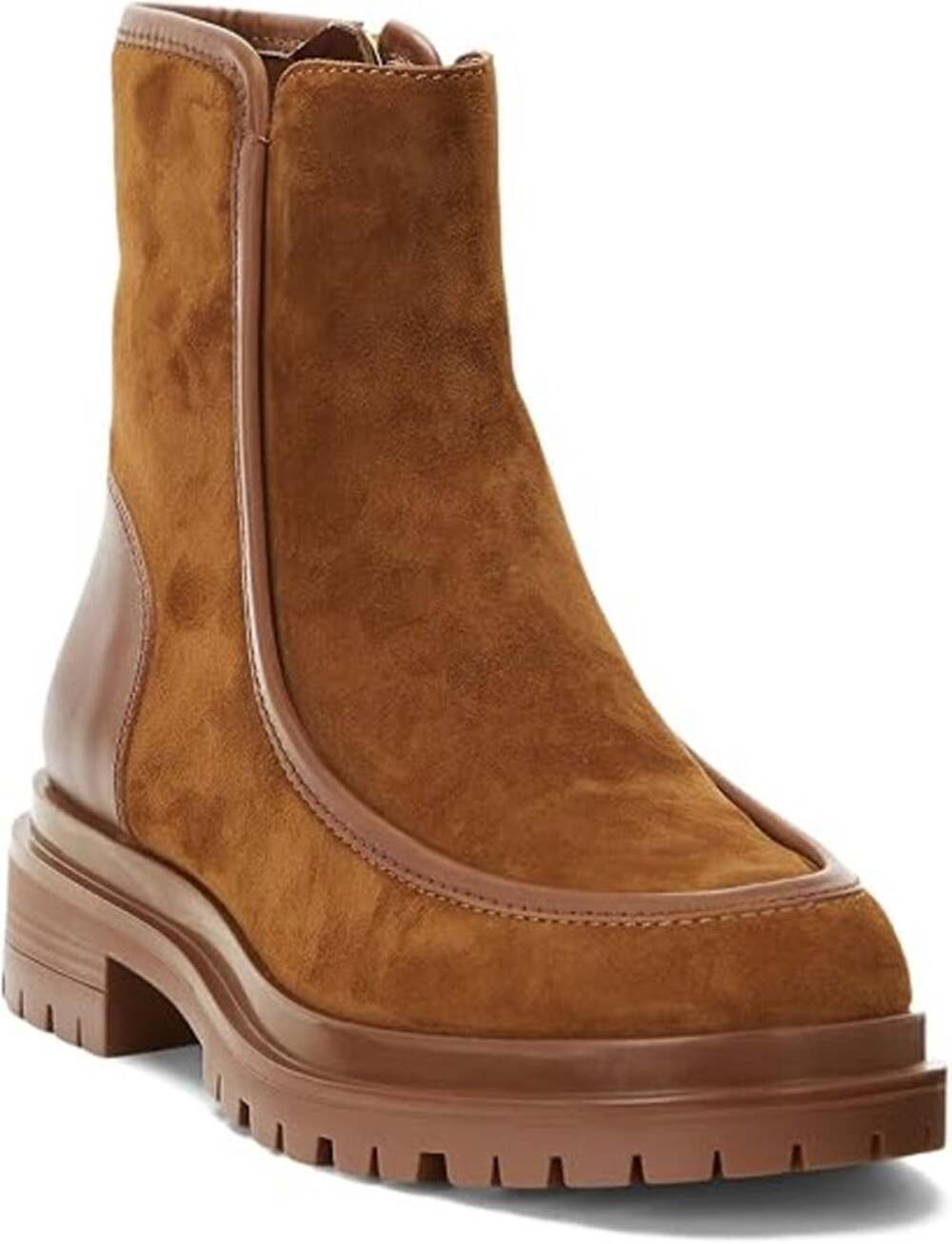 Lauren Ralph Lauren Colbie Whiskey Brown Leather Suede Ankle Boots Size 9B